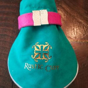 Rustic Cuff hot pink calf hair bracelet